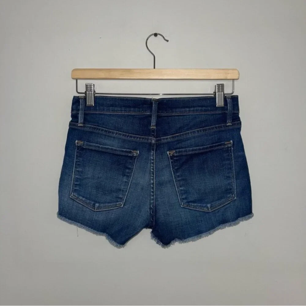 FRAME Jean Shorts Women's Size 24 Blue Denim Le Cutoff Shorts Stretch Frayed Hem